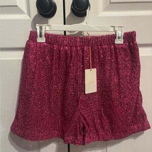 Entro Fuchsia Sequin High Waist Shorts